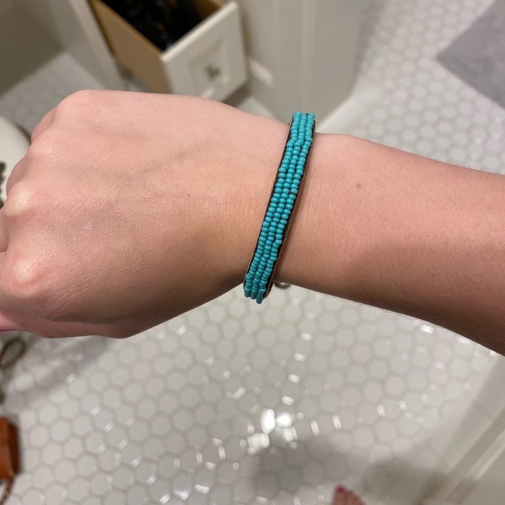 Chan Luu Turquoise Leather Tie Bracelet